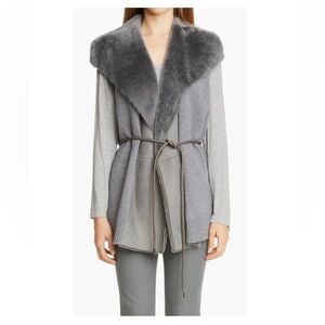 Women's Gray Faux Fur Collar Jacket